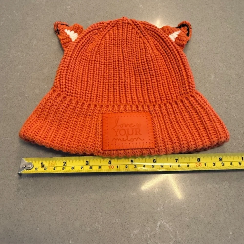 NWOT-Love Your Melon LYM Youth Beanie Orange Fox Ear Knit Logo Cap Hat New
